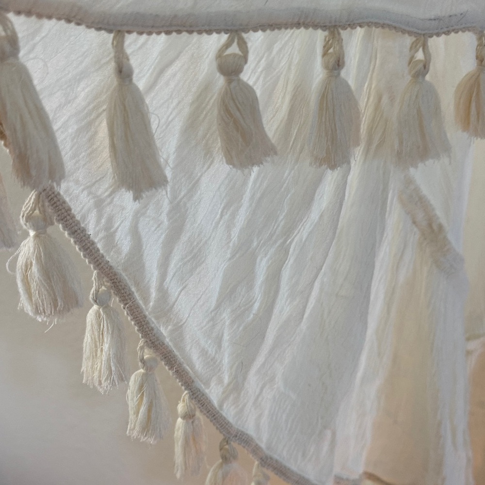 NWT Z&L Elegant Cream high/Low Tassel Skirt - Picture 4 of 5